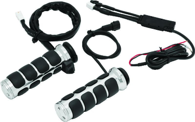 Kuryakyn Heated ISO Grips Throttle-By-Wire Chrome – Keep Your Hands Warm with Adjustable Heating Levels