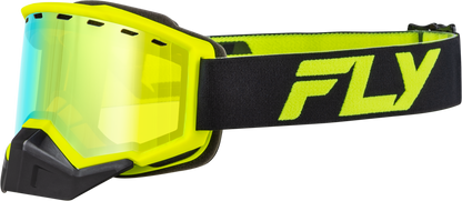 Fly Racing Focus Snow Goggle Black/Hi Vis with Gold Mirror and Yellow Lens - Part Number FLB-24F8