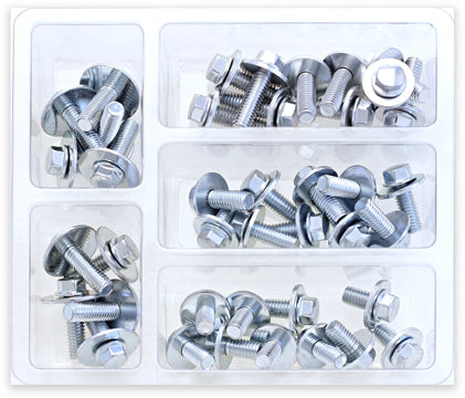 BOLT SV-M6SEMS 8mm Hex Flange Bolt Assortment with 16mm Washers – 40 Piece Kit