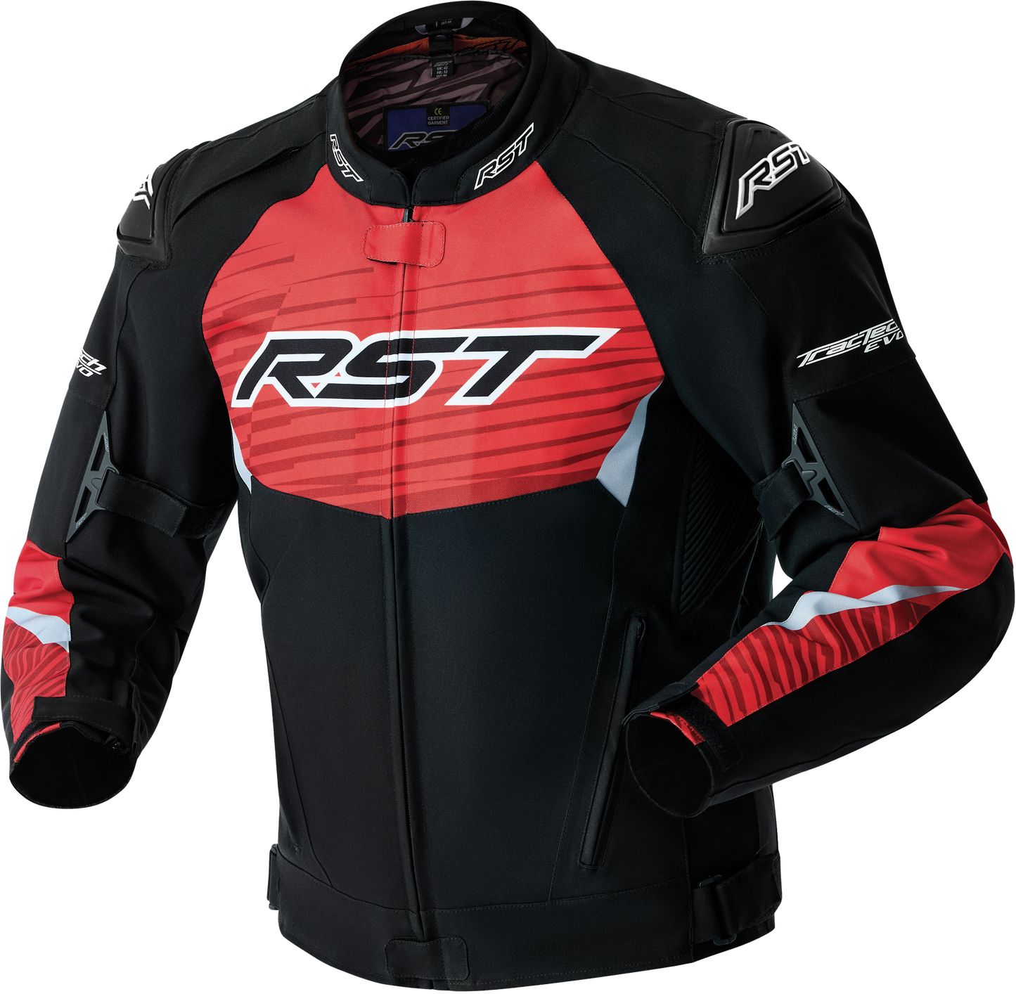 RST Tractech Evo D3o Textile Jacket with Red and Flo Red Accents - Large