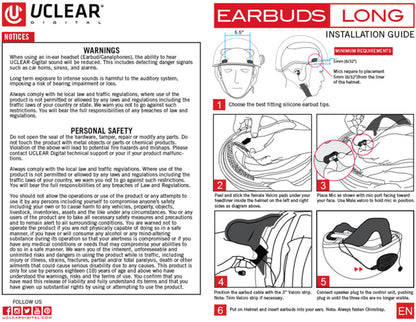 UCLEAR Half Helmet Earbuds for HBC and AMP Series - High-Fidelity Audio with Dual Microphones
