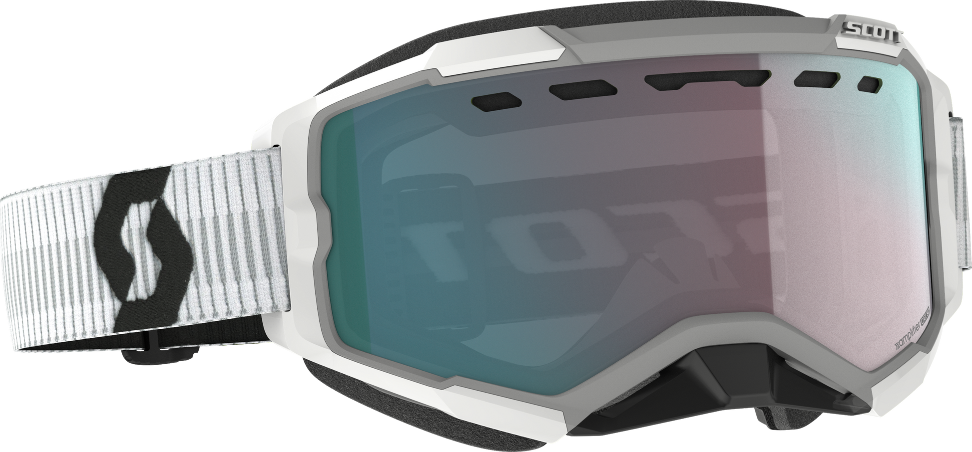 SCOTT Fury Goggle Snow Cross White with Enhance Aqua Chrome Lens - Part Number 278605-0002351