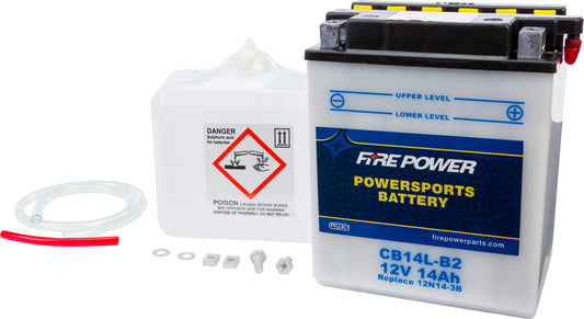 FIRE POWER CB14L-B2 Heavy Duty 12V Motorcycle Battery with Acid Pack