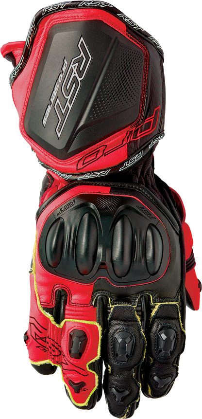 RST Pro Series GP D3O Gloves Black and Fluorescent Red Leather, Small