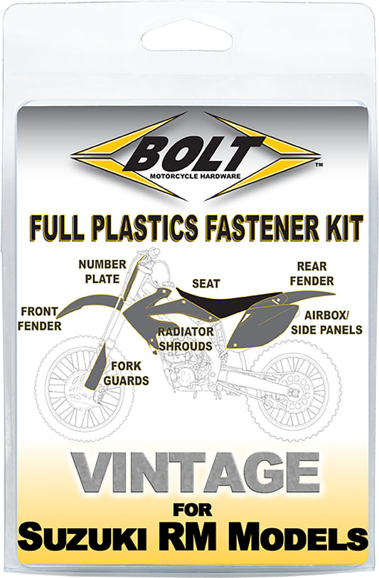 BOLT Full Plastic Fastener Kit for Suzuki RM250 and RM125 Models - OEM Quality Replacement