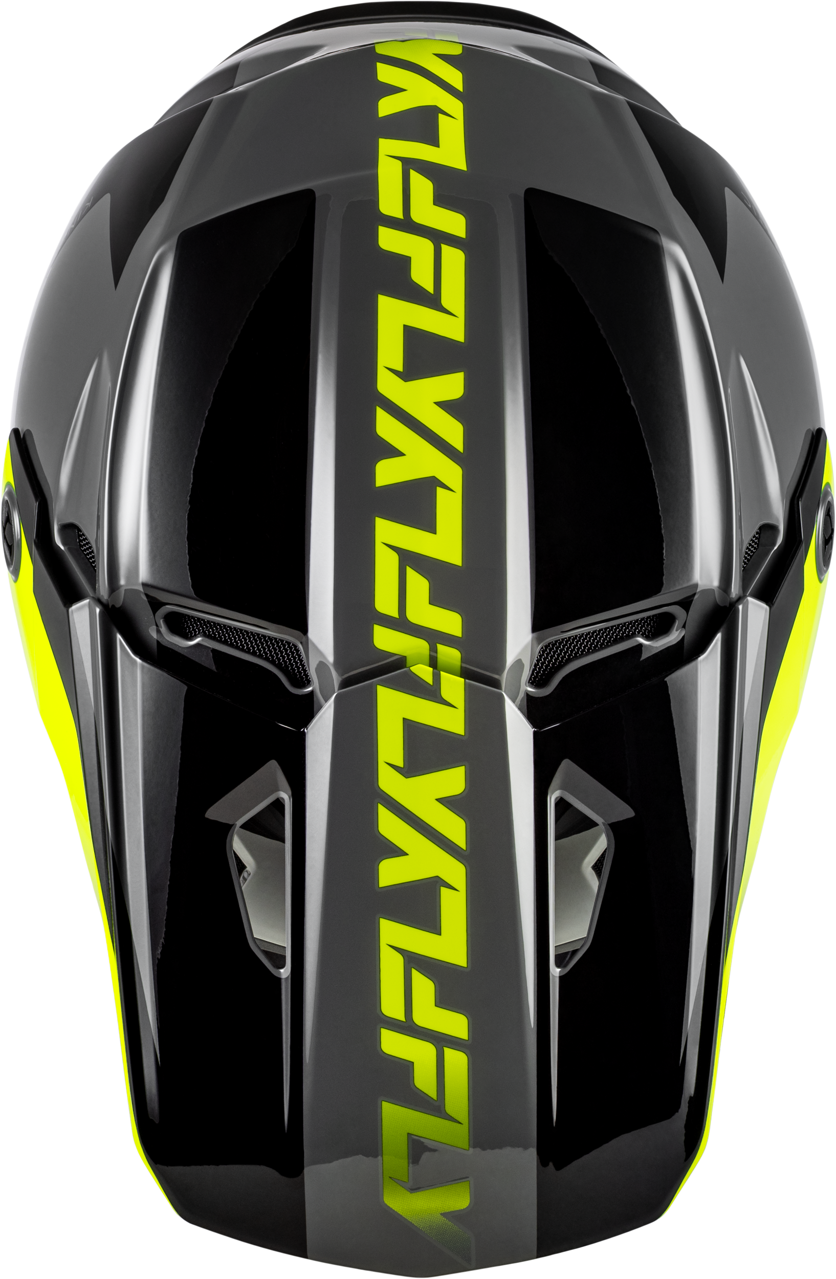 FLY Racing Kinetic Crest Helmet Grey/Black/Hi Vis 2X – Off-Road Motorcycle Helmet with Advanced Ventilation