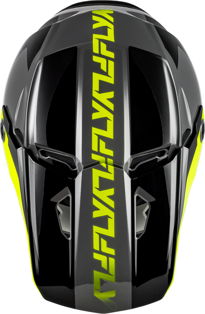 FLY Racing Kinetic Crest Helmet Grey/Black/Hi Vis 2X – Off-Road Motorcycle Helmet with Advanced Ventilation