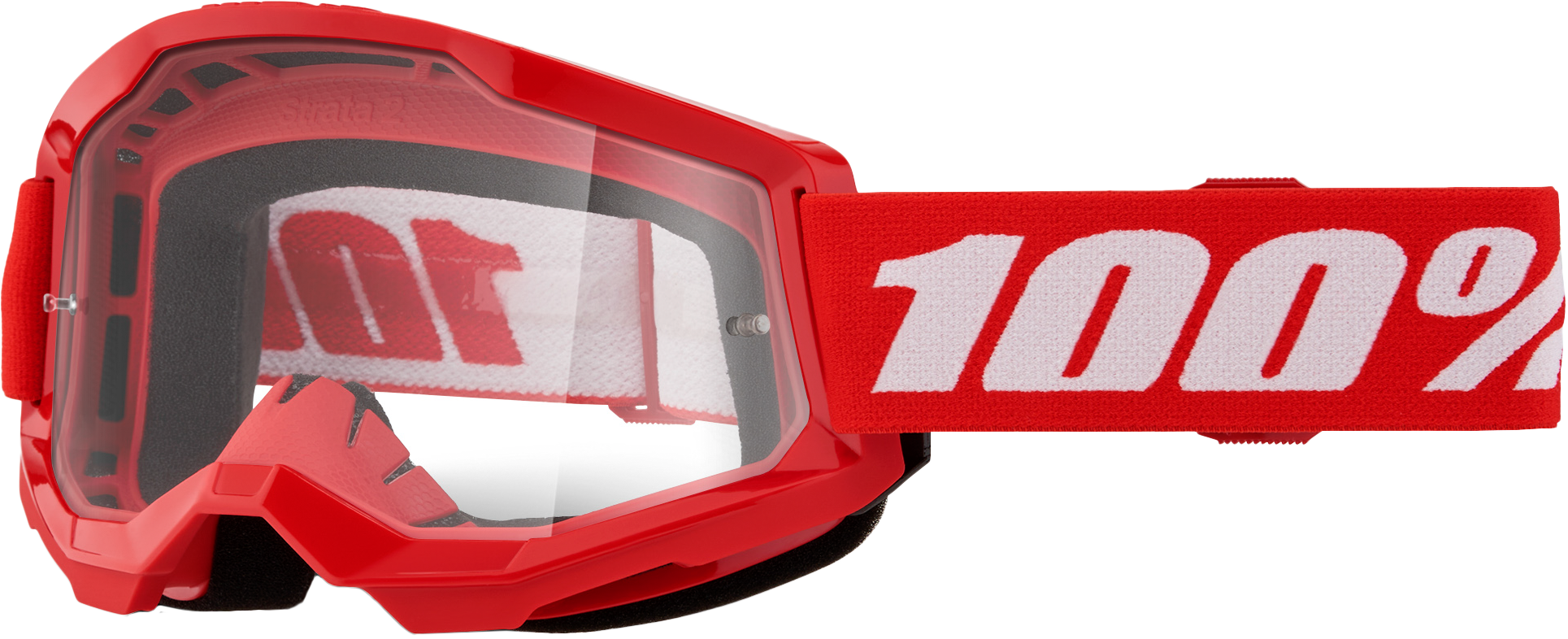 100-Percent Strata 2 Goggle with Red Frame and Clear Lens - High-Performance Cycling Eye Protection