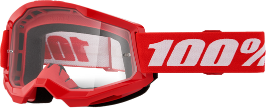 100-Percent Strata 2 Goggle with Red Frame and Clear Lens - High-Performance Cycling Eye Protection