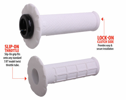 ODI Universal Lock-On Grips Pro Half Waffle White/Black (Soft) - Part H21UHWW