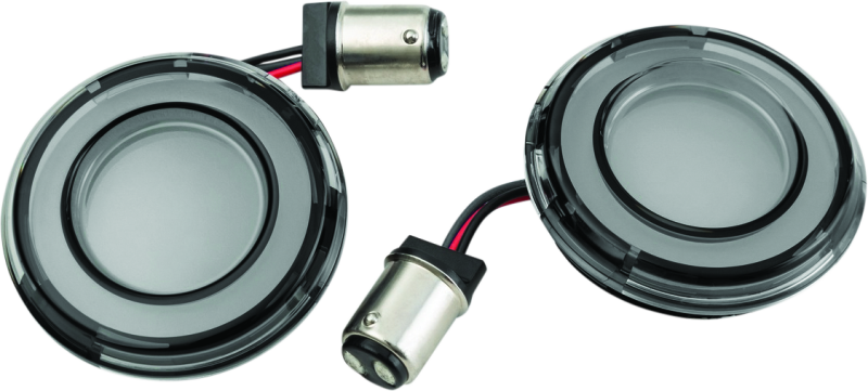 Kuryakyn Tracer LED Rear Turn Signal Inserts with Red/Red Smoke Lens for Harley Davidson Models