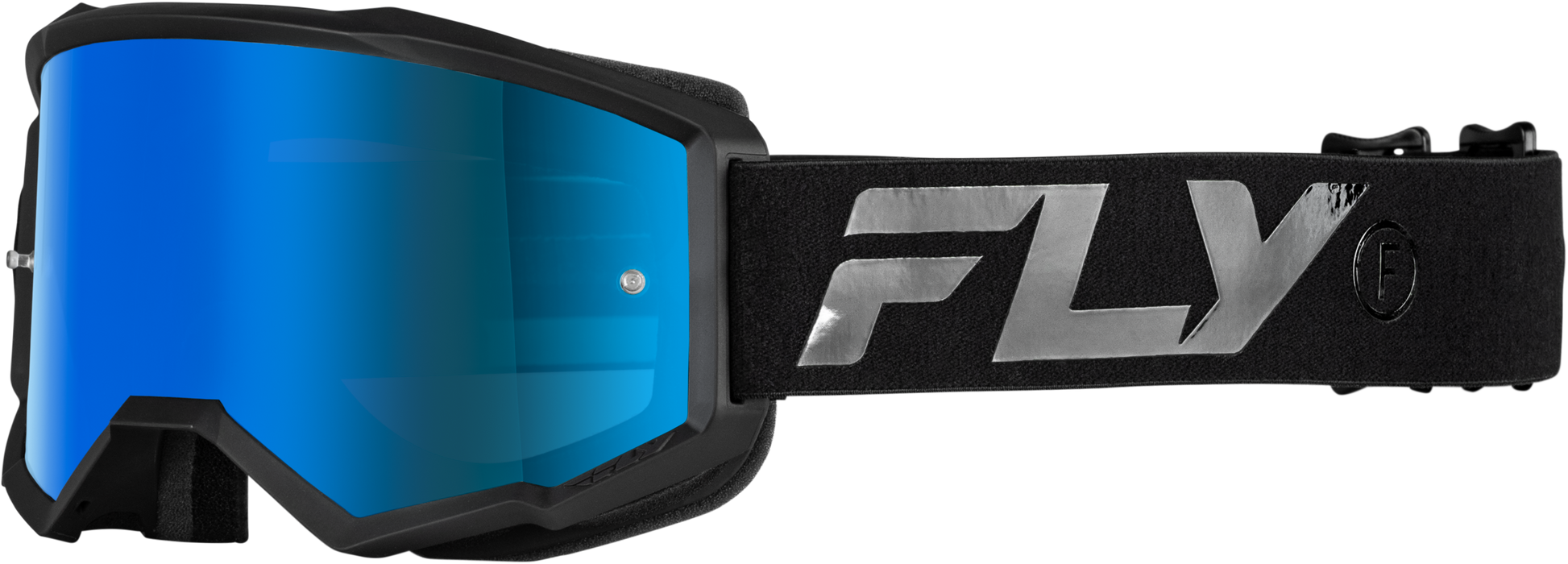 FLY RACING Zone Goggle Black/Black with Sky Blue Mirror and Smoke Lens