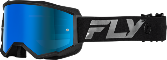 FLY RACING Zone Goggle Black/Black with Sky Blue Mirror and Smoke Lens