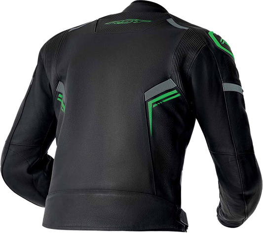 RST S1 D3o Leather Jacket Black, Gray & Fluorescent Green - Size 3XL
