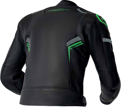 RST S1 D3o Leather Jacket in Black, Gray, and Fluorescent Green - Size Small