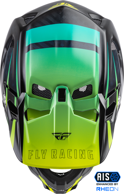 YOUTH WERX-R CARBON HELMET HI-VIS/TEAL CARBON YL