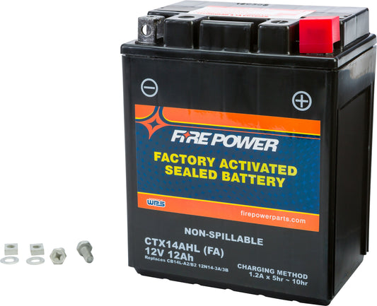 FIRE POWER CTX14AHL-BS(FA) Sealed Maintenance-Free Battery for Arctic Cat and Yamaha Vehicles