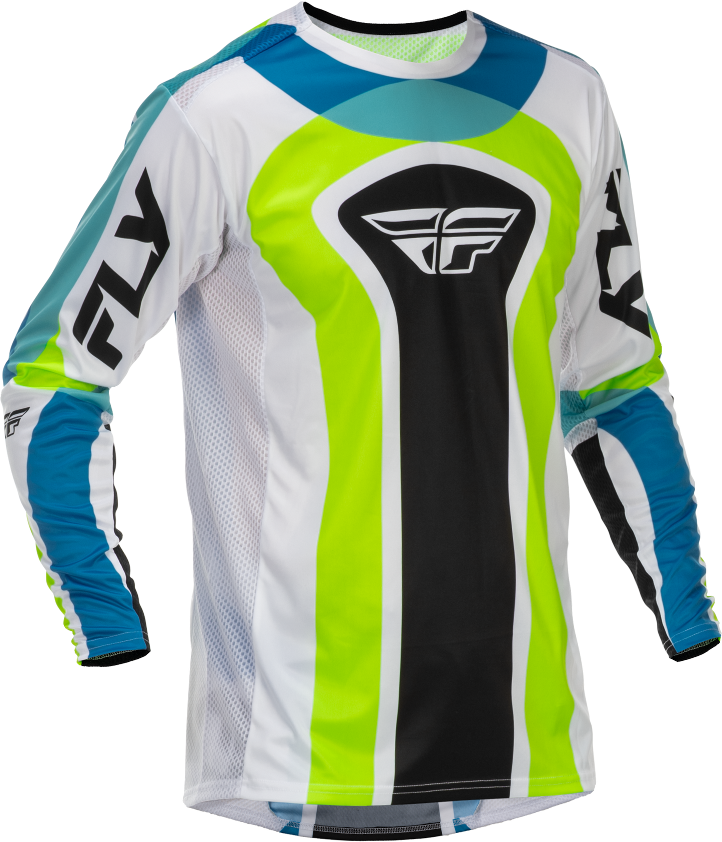 Fly Racing Lite Le Current Jersey White, Lime & Blue - Men's Motorcycle Riding Jersey