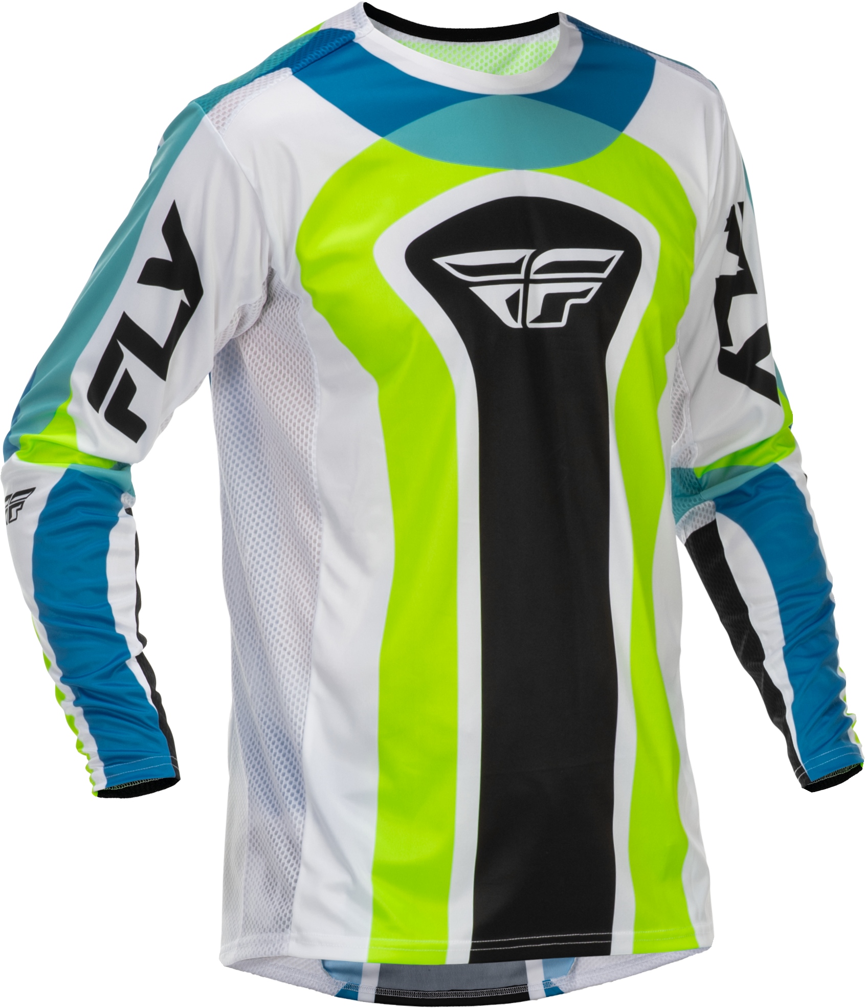 Fly Racing Lite Le Current Jersey White, Lime & Blue - Men's Motorcycle Riding Jersey