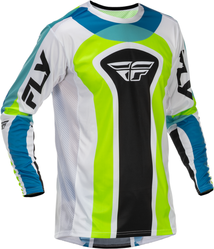 Fly Racing Lite Le Current Jersey White, Lime & Blue - Men's Motorcycle Riding Jersey