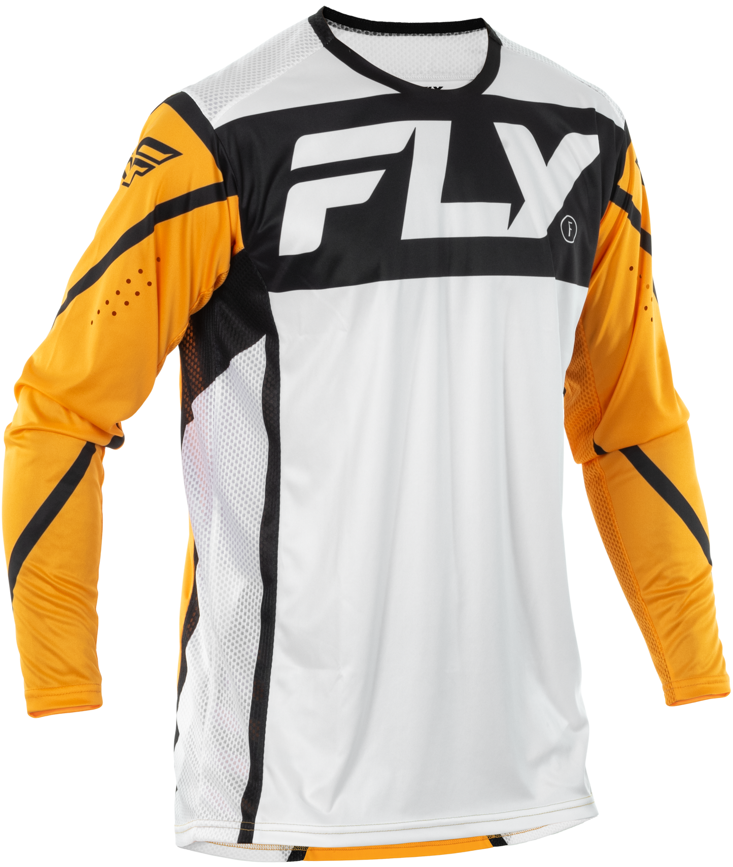 Fly Racing Lite Jersey White/Black/Mustard Large - Lightweight Performance Motorcycle Jersey