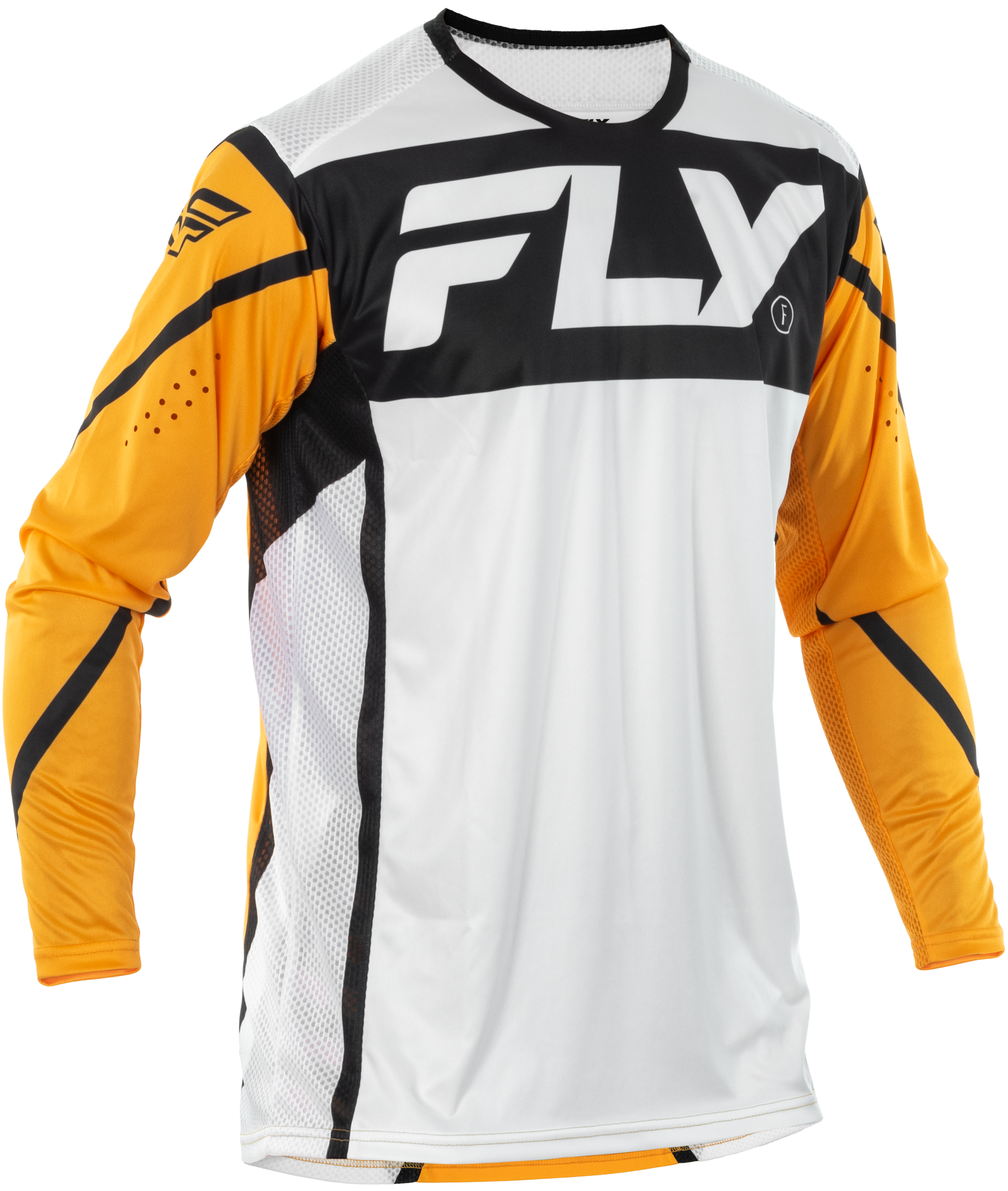 Fly Racing Lite Jersey White/Black/Mustard Large - Lightweight Performance Motorcycle Jersey