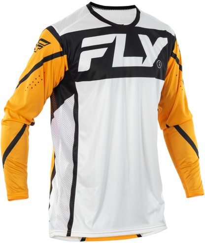 Fly Racing Lite Jersey White/Black/Mustard 2X - Lightweight Performance Motorcycle Jersey