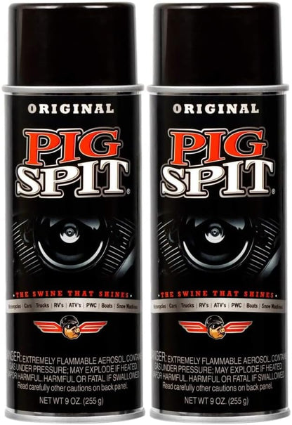 PIG SPIT Original Cleaner 9oz - Restores Faded Rubber, Chrome & More 2-Pack