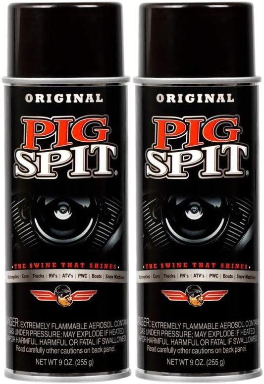 PIG SPIT Original Cleaner 9oz - Restores Faded Rubber, Chrome & More 2-Pack