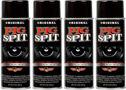PIG SPIT Original Cleaner 9oz - Restores Faded Rubber, Chrome & More 4-Pack