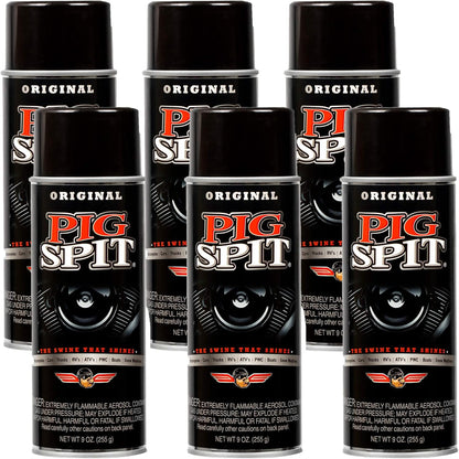PIG SPIT Original Cleaner 9oz - Restores Faded Rubber, Chrome & More 6-Pack