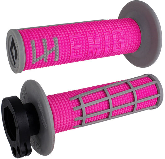 ODI Emig 2.0 V2 Lock-On Grip Pink/Grey with Enhanced Traction and Comfort