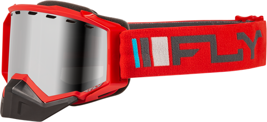 Fly Racing Zone Snow Goggle Red/Charcoal with Silver Mirror/Smoke Lens - Part Number FLB-24Z4