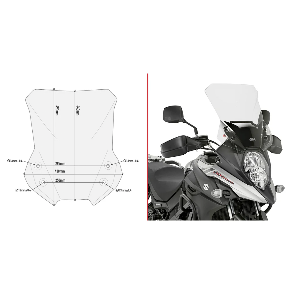 GIVI D3112ST Clear Motorcycle Windshield for Suzuki - Optimal Wind Protection and Style