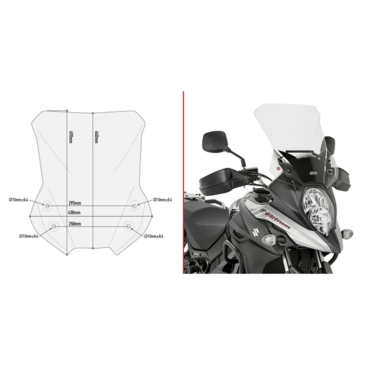 GIVI D3112ST Clear Motorcycle Windshield for Suzuki - Optimal Wind Protection and Style