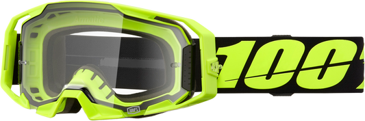 100-Percent Armatic Goggle Neon Yellow with Clear Lens – MX Racing Goggles with Quick-Release System