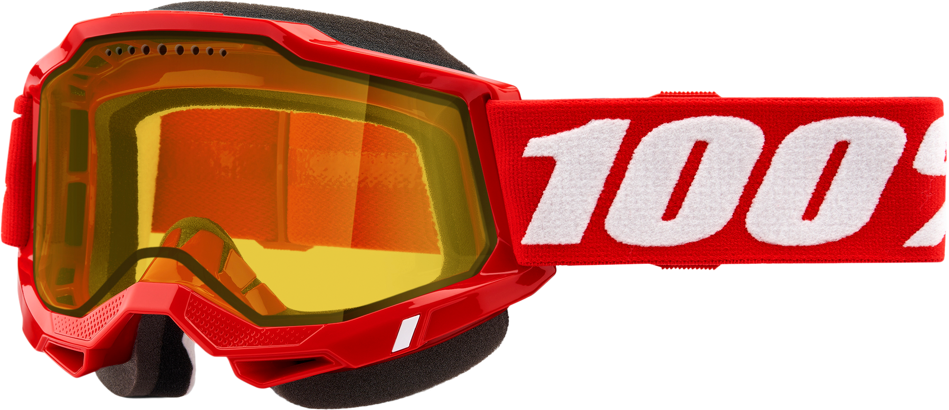 100-Percent Accuri 2 Snowmobile Goggle with Yellow Lens and Red Frame