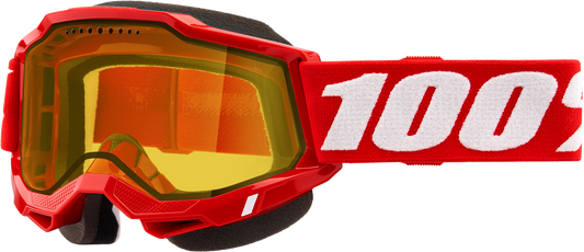 100-Percent Accuri 2 Snowmobile Goggle with Yellow Lens and Red Frame