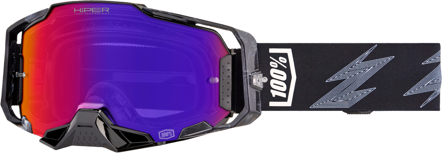 100-Percent Armega Hiper Goggle with Crenshaw Mirror Purple Lens – Impact-Resistant MX Goggles with Ultra HD Clarity