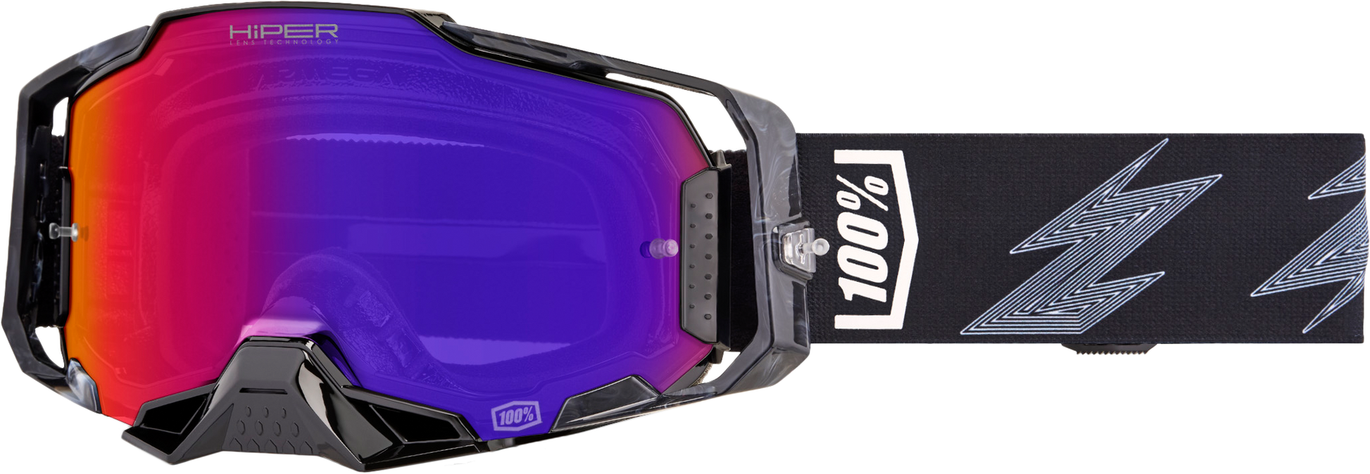 100-Percent Armega Hiper Goggle with Crenshaw Mirror Purple Lens – Impact-Resistant MX Goggles with Ultra HD Clarity