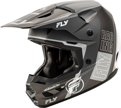 Fly Racing Adult Kinetic Rally Grey/Black/White Offroad Helmet SM