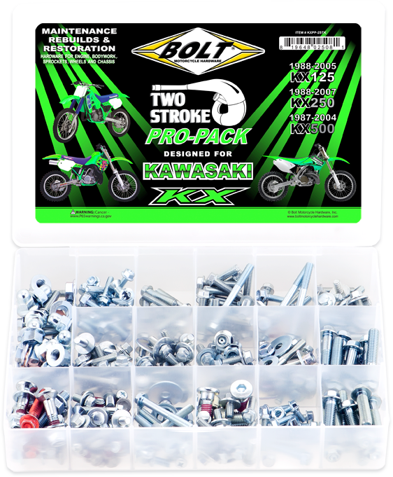 BOLT Propack Kawasaki KX 2-Stroke Engine and Frame Fastener Set (Part Number: KXPP-2STK)
