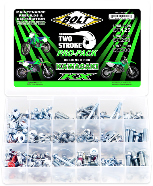 BOLT Propack Kawasaki KX 2-Stroke Engine and Frame Fastener Set (Part Number: KXPP-2STK)