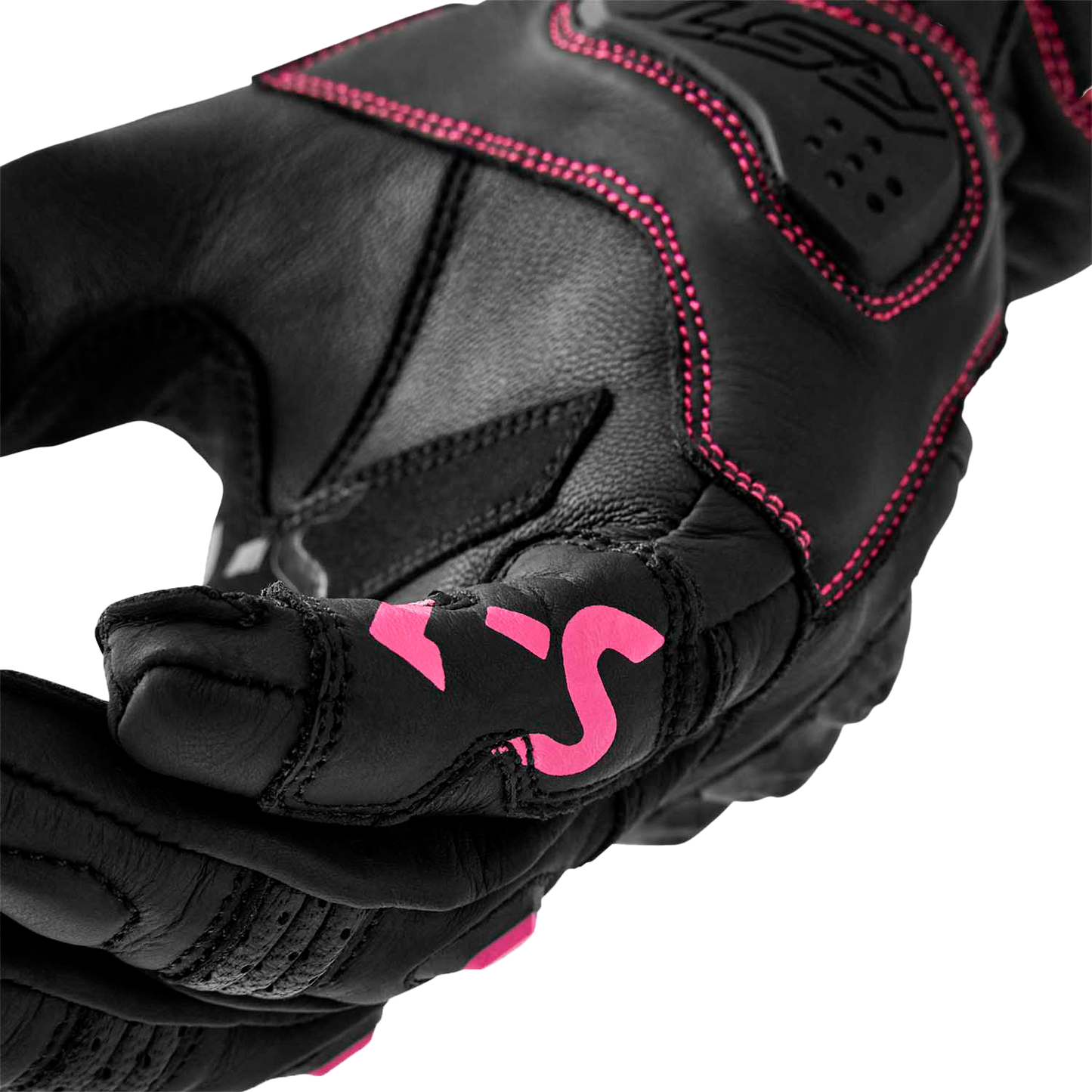 RST Women’s S1 Leather Glove Black and Pink, Large - Part Number 103653PNK-08