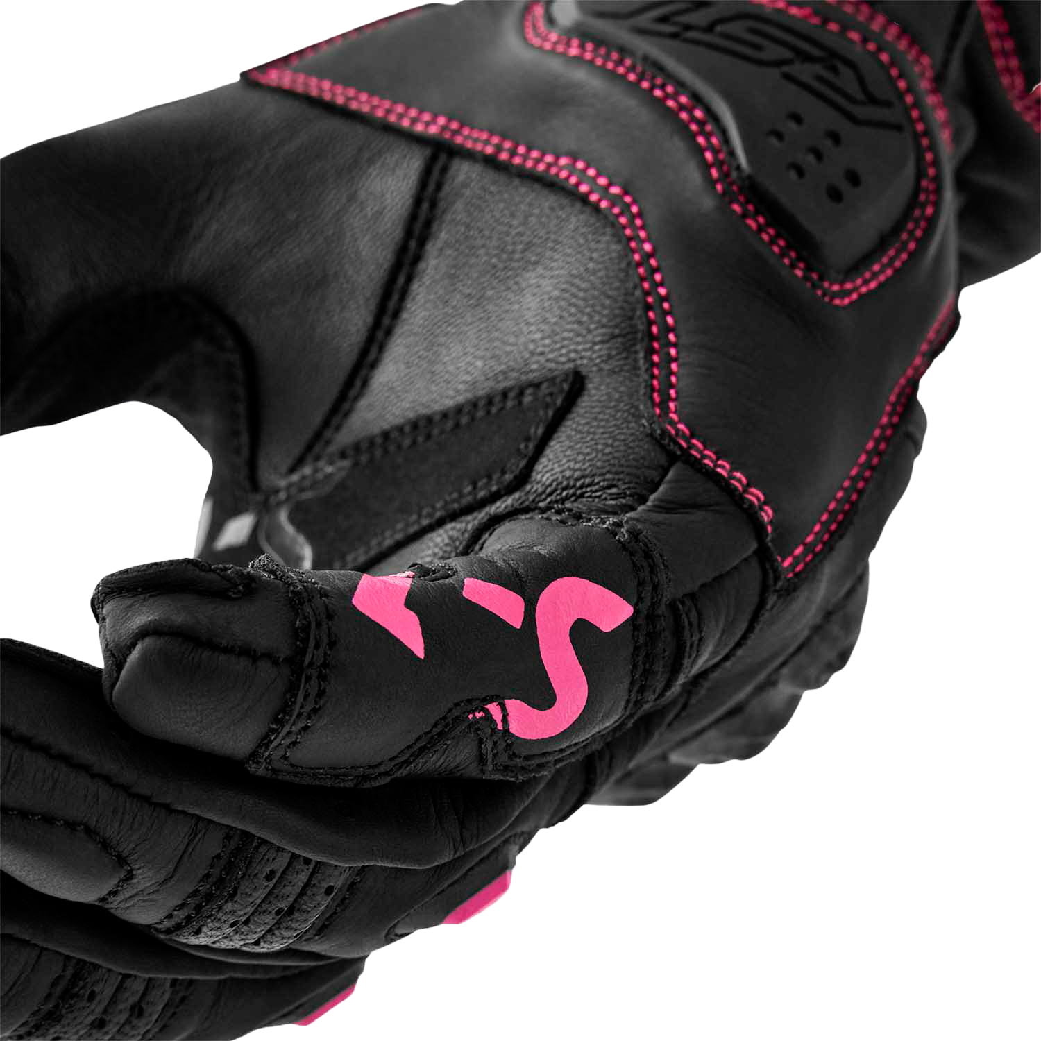 RST Women’s S1 Leather Glove Black and Pink, Large - Part Number 103653PNK-08