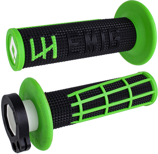 ODI Emig 2.0 V2 Lock-On Grip Black/Green – Enhanced Traction and Comfort for Motocross and Off-Road Bikes