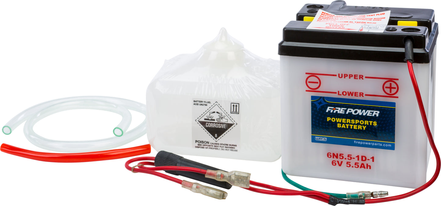 FIRE POWER 6N5.5-1D-1 6V Motorcycle Battery with Acid Pack for Honda CL70 (1969-1972)