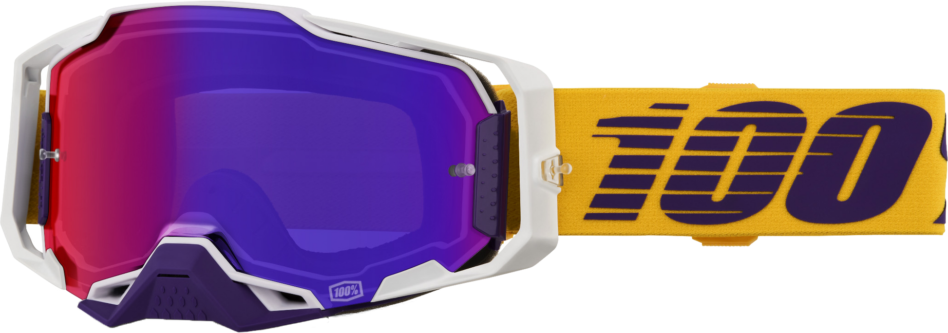 100-Percent Armega Goggle with Difenbak Purple Mirror Lens – Impact-Resistant MX Goggles with Ultra HD Clarity and Quick-Change System