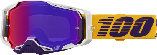 100-Percent Armega Goggle with Difenbak Purple Mirror Lens – Impact-Resistant MX Goggles with Ultra HD Clarity and Quick-Change System