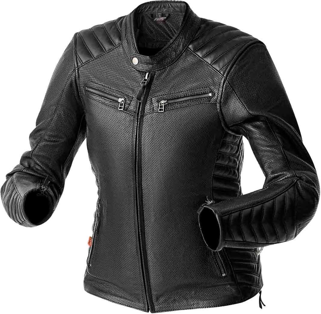 RST Women's Roadster Air D3o Leather Motorcycle Jacket - Black, Size Small